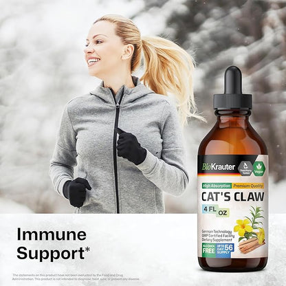 BIO KRAUTER Cats Claw Tincture - Liquid Cats Claw Herb for Immune Support - Alcohol &amp; Sugar Free - Vegan Drops 4 Fl.Oz.