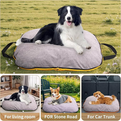 Portable Waterproof Dog Mat for Camping, Patio &amp; Travel - Foldable Outdoor Dog Bed with Teflon Shell &amp; Removable Plush Pad - Easy Clean, Durable - M (Sage Green)