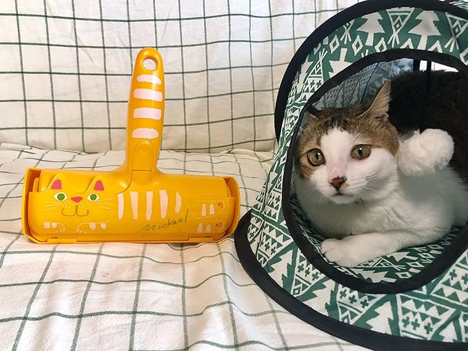 Pet Hair Remover Roller - Lint Roller for pet Hair - Self Cleaning Dog &amp; Cat Hair Remover - Remove Dog, Cat Hair from Furniture, Carpets, Bedding, Clothing and More. Orange