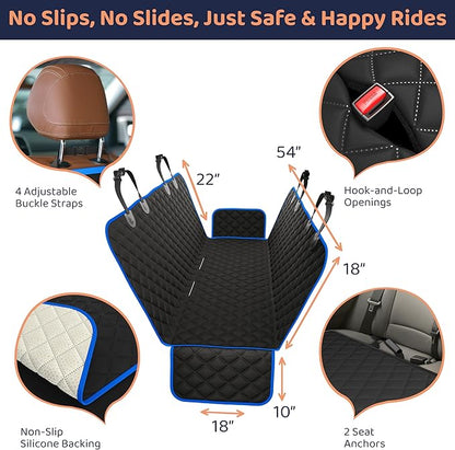 Dog Car Seat Cover for Back Seat, Waterproof Hammock for Car, SUV &amp; Truck, Non-Slip Backseat Cover for Dogs, Heavy-Duty Dog Hammock Style Seat Protector Pets, Easy to Install &amp; Clean