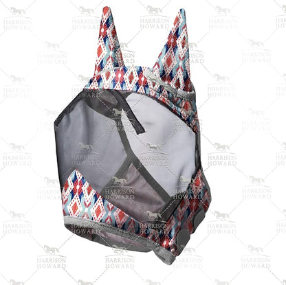 Harrison Howard LumiVista Horse Fly Mask Standard with Ears UV Protection for Horse Tribal Rhombus M Cob