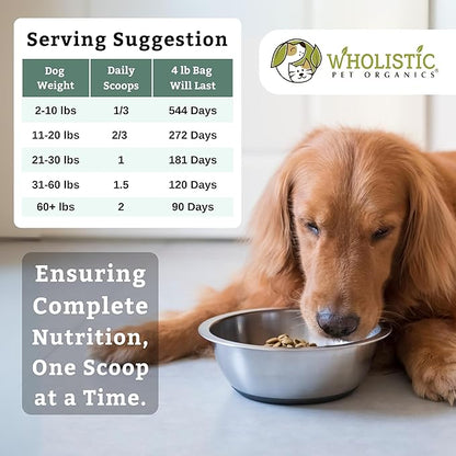 Wholistic Pet Organics Canine Complete - Dog Multivitamin Powder - 4 Lb - Daily Dog Vitamins and Supplements for Homemade Food - Immune System, Skin, Coat &amp; Overall Health - Small and Large Breed