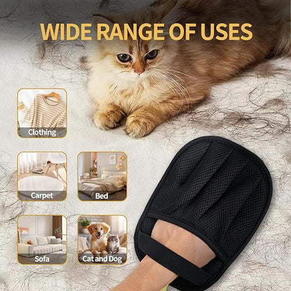 Pet Hair Removal Glove, Cats Dogs Grooming Gloves Pet Hair Removal Tool, 2025 Upgrade Reusable Pet Hair Remover Glove（1 Pet Grooming Glove &amp; 1 Cleaning Glove）