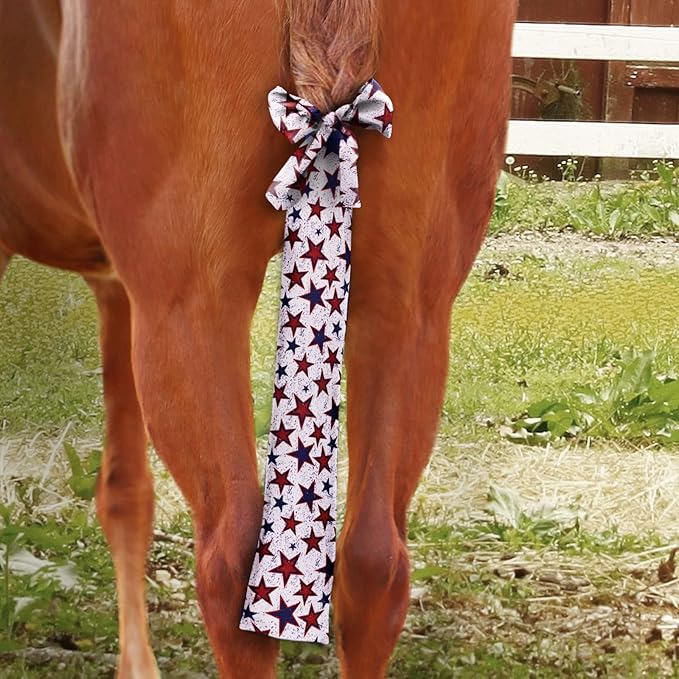 Harrison Howard Stretchy Tail Bag Breathable Horse Tail Guard Slip on Design Protect Horse Tail 2 Strand Closure Straps Keep Tail Clean &amp; Protected 22" L Length Makes Grooming Easy-Dream Star