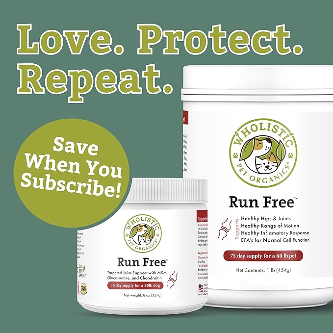 Wholistic Pet Organics Joint Supplement for Dogs - 1 Lb - Daily Dog Hip and Joint Supplement with Glucosamine Chondroitin &amp; MSM to Support Mobility - All Breeds &amp; Ages - Organic Glucosamine for Dogs