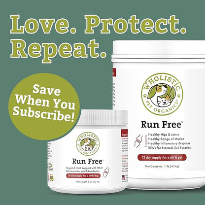 Wholistic Pet Organics Joint Supplement for Dogs - 1 Lb - Daily Dog Hip and Joint Supplement with Glucosamine Chondroitin &amp; MSM to Support Mobility - All Breeds &amp; Ages - Organic Glucosamine for Dogs