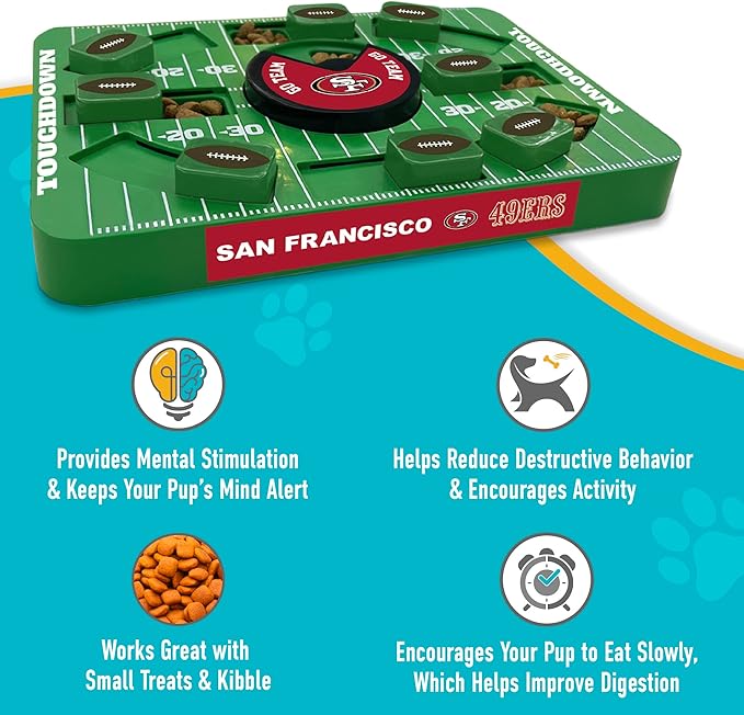 Pets First NFL SAN Francisco 49ERS Large Puzzle Toy - Interactive Dog Treat &amp; Slow Feeding Toy