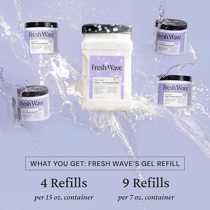 Fresh Wave Lavender Odor Removing Gel Refill, 63 oz. - Safer Odor Absorbers for Home, Natural Plant-Based Odor Eliminator, Every 15 oz. lasts 30-60 Days, For Cooking, Trash &amp; Pets