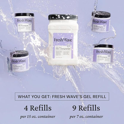 Fresh Wave Lavender Odor Removing Gel Refill, 63 oz. - Safer Odor Absorbers for Home, Natural Plant-Based Odor Eliminator, Every 15 oz. lasts 30-60 Days, For Cooking, Trash &amp; Pets