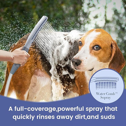 Dog Shower Attachment, Dog Shower With Metal Diverter, Pet Shower Attachment for Fast and Easy Dog Bathing, 3 Spray Modes One-Button Switch 8-Foot Hose For Indoor and Outdoor