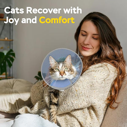 Cat Cone Collar Soft to Stop Licking After Surgery, Waterproof Lightweight Recovery Collar for Cats and Small Dogs, Elizabeth Plastic Cone Alternative, Neck Pillow to Prevent Scratches