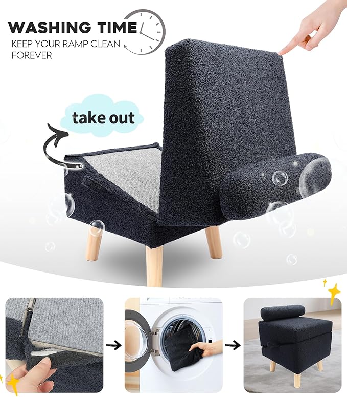 Dog Stairs for Small Dogs and Cats – 2-in-1 Dog Ramp for Bed and Couch, 16.5&