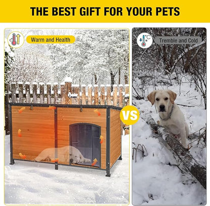 Aivituvin 59" Large Dog House 100% Insulated Dog Kennel with Liner for Winter,Waterpoof for Outdoor &amp; Indoor Use.