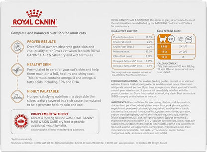 Royal Canin Feline Care Nutrition Hair &amp; Skin Care Thin Slices in Gravy Canned Cat Food, 3 oz can (12-Count)