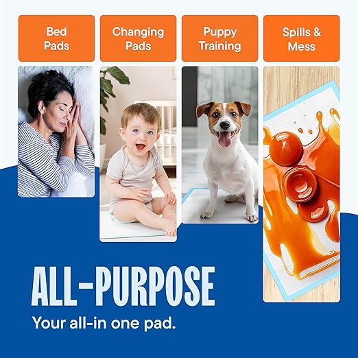 Chucks Pads Disposable [100-Pack] Multi-Purpose Pee Pads - Incontinence Underpads for Dog, Puppy &amp; Diaper Changing Table Pad for Baby 17" x 24" Bed &amp; Chair Liners - Pet Potty Training Pads