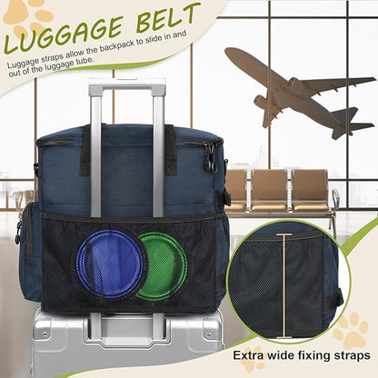 Dog Travel Bag Airline Approved–Pet Travel Tote with Collapsible Bowls,Food Containers &amp; Feeding Mat–Multi-Pocket Organizer for Dogs &amp; Cats, Durable &amp; Water-Resistant for Hiking,Trips,Outdoors