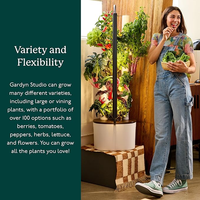 Gardyn Studio Hydroponics Growing System Kit &amp; Vertical Indoor Garden Planter | Smart Herb Garden | Includes 16 Non-GMO Indoor Plants, Herbs, Vegetables &amp; LED Grow Light for Your Home Gardening System
