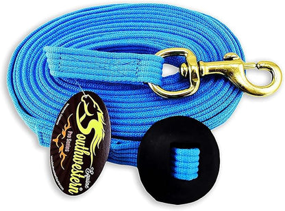 Southwestern Equine Lunge Line for Horses Cotton Horse Lunge Line with Bolt Snap &amp; Rubber Stop (Turquoise, 24&
