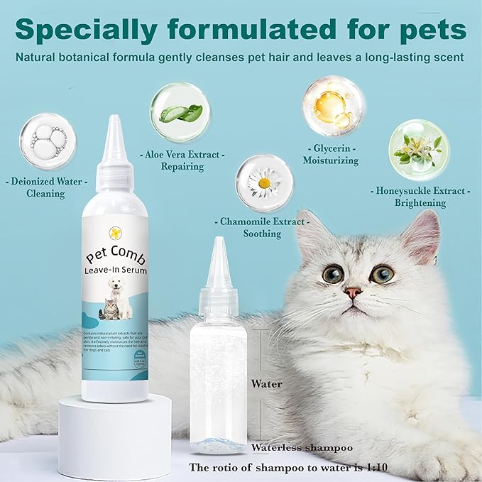 Cat Steam Brush, Dog Brush for Shedding, Pet Spray Hair Removal Comb, Pet Grooming Brush for Short &amp; Long Haired Dogs &amp; Cats,Spritz Defur Comb with Waterless Shampoo (White)