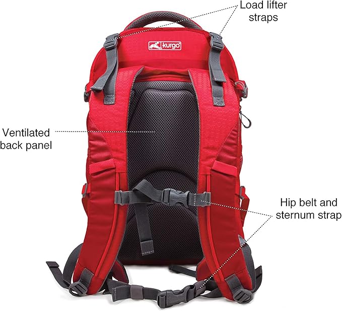 Kurgo G-Train - Dog Carrier Backpack for Small Pets - Cat &amp; Dog Backpack for Hiking, Camping or Travel - Waterproof Bottom - Red