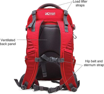 Kurgo G-Train - Dog Carrier Backpack for Small Pets - Cat &amp; Dog Backpack for Hiking, Camping or Travel - Waterproof Bottom - Red