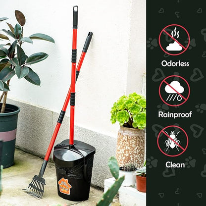 Pooper Scooper Large Swivel Bin &amp; Rake for Large &amp; Small Dogs Non-Breakable Dog Poop Scooper with 20 Waste Bags Easy to Clean Pet Waste Use on Grass, Dirt or Gravel - Pet Supplies