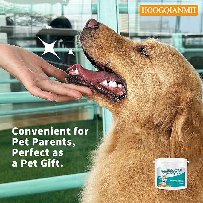Pet Dental Finger Wipes for Dogs &amp; Cats | Teeth Cleaning Wipes with Natural Formula | Remove Plaque &amp; Tartar | Fresh Breath, Safe &amp; Gentle (50 Count)