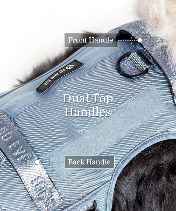 2025 New Edition, Fei &amp; Eve MagEase Dog Harness - 3-Second Magnetic Buckles | 3-Point No-Pull Control | Heavy-Duty 900D Nylon | Dual Safety Handles | Breathable Mesh | Adjustable Fit | Medium, Blue