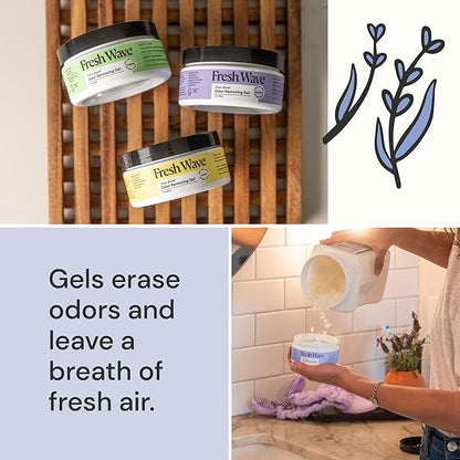 Fresh Wave Odor Removing Gel, Original 15 oz. &amp; Lavender 7 oz.| Safer Odor Absorbers for Home | Natural Plant-Based Odor Eliminator | Every 7 oz. Lasts 15-30 Days | for Cooking, Trash &amp; Pets