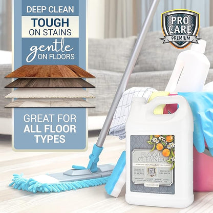 ProCare Floor Cleaner (Made in USA) | Tile, Stone, Laminate, Vinyl &amp; Natural Wood Floor Cleaner for Mopping, Household Supplies, Cleaning Solution with Citrus Aroma - 1 Gal (128 Fl Oz)
