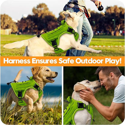 Heavy-Duty Tactical Dog Harness for Large Dogs, No Pull Adjustable Reflective Pet Vest with Molle System, K9 Military-Grade Control for Service Training, Outdoor &amp; 10+ Breeds, Wild Lime, XX-Large