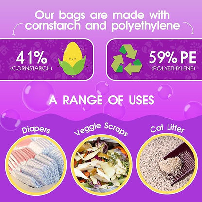 Pet N Pet 200 Counts Lavender Scented Dog Poop Bags Rolls with Tie Handles, 38% Plant Based &amp; 62% PE Poop Bags for Dogs, Extra-Thick Doggie Poo Bag, Pet Waste Bag