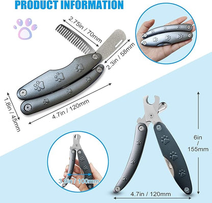 Best Dog Nail Trimmers for Anxiety Sensitive Dogs, Quiet Sharpest Smoothest Nail Clippers for Large Dog Medium Small, Professional Stainless Steel with Nail File &amp; Comb, Left-Handed Friendly