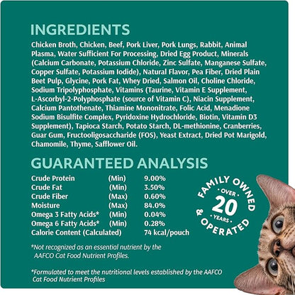 Optimeal Grain-Free Wet Cat Food – Beef &amp; Rabbit Recipe, High Protein &amp; Moisture Rich Indoor Adult Cats Food, Tender Morsels in Savory Gravy Natural Ingredients - 3 oz Pouches, 12 Pack
