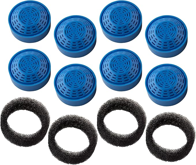PET STANDARD Replacement Water Filter &amp; 4 Pack Replacement Pre-Filter Sponges Compatible with PETLIBRO® 50oz/1.5L Automatic Ceramic Pet Fountain PLFF004, Pack of 8