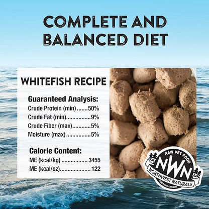 Northwest Naturals Freeze-Dried Whitefish Cat &amp; Kitten Food – Bite-Sized Nibbles, Healthy, Limited, Human-Grade Ingredients, All-Natural, High-Protein Raw Diet, Complete &amp; Balanced, Grain-Free – 11 oz