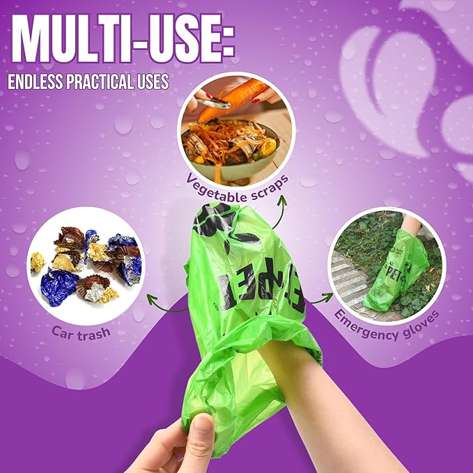 Pet N Pet 1080 Counts Green Poop Bags for Dogs, 41% Plant Based &amp; 59% PE Extra Thick Dog Poop Bags Rolls, 9" x 13", Lavender Scented Pet Waste Bag
