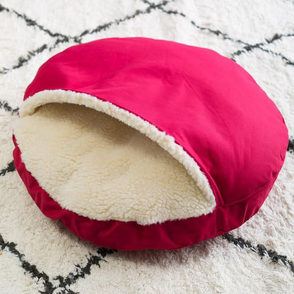 Snoozer Cozy Cave Dog Bed - Indoor Dog Bed with Cover Cave, Covered Calming Burrow for Medium &amp; Large Sized Pets with Blanket Attached, Enclosed, Washable - XL, Navy