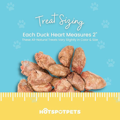 hotspot pets Freeze Dried Duck Heart Treats for Cats &amp; Dogs - Made in USA, 1LB Big Bag - Single Ingredient All Natural Grain-Free Duck Hearts - Perfect for Training, Topper or Snack