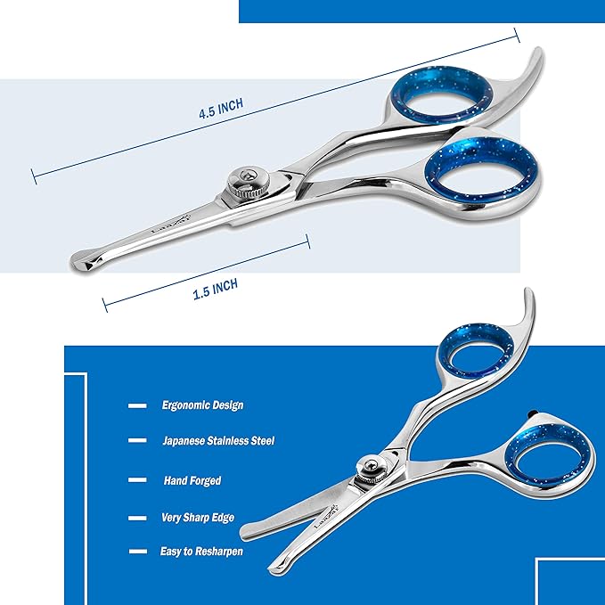 Laazar Straight Dog Grooming Scissors - Comfortable Around The Eyes Cat &amp; Dog Scissors | Blunt Dog Trimming Scissors| Premium Stainless Steel | Grooming Scissors For Dogs - Dog Hair Scissors
