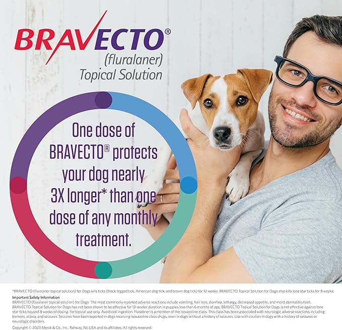 BRAVECTO Topical Solution for Dogs, Flea &amp; Tick, 12 Week Supply, 9.9-22 lbs., Orange Box