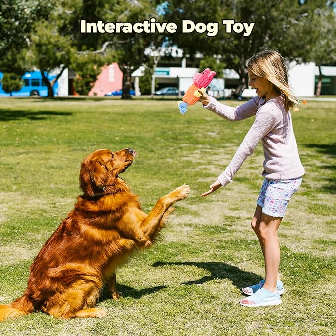 3pcs Dog Squeaky Toys, Plush Stuffed Puppy Chew Toy for Extended Play, Interactive Toys Gifts for Small Medium Large Chewer Dogs, Pet Toy Bulk to Keep Them Busy(Dog&amp;Fox&amp;Pig)