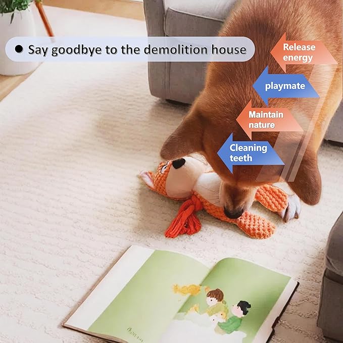 Nana Petit Fox Squeaky Dog Toys for Small &amp; Medium Dogs – Plush Chew Toy, Interactive Puppy Teething Toys for Aggressive Chewers, Cute Stuffed Animal for Play, Training &amp; Indoor Fun