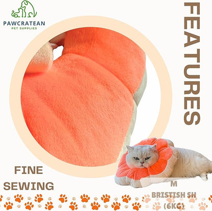 Adjustable Comfy Flower Style Elizabeth Collar for Cats Puppies Soft Recovery Cone Pet Protective Neck Collar (Orange, Samll)