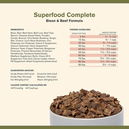 Superfood Complete, Air-Dried Adult Dog Food - High Protein, Zero Fillers, Superfood Nutrition by Katherine Heigl (24 oz, Beef &amp; Bison Formula)
