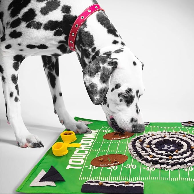 NFL Dallas Cowboys Dog Snuffle Mat – Interactive Pet Slow Feeder, Football Field Design Food Puzzle Toy for Dogs &amp; Cats, Foraging Activity Mat for Smarter Feeding