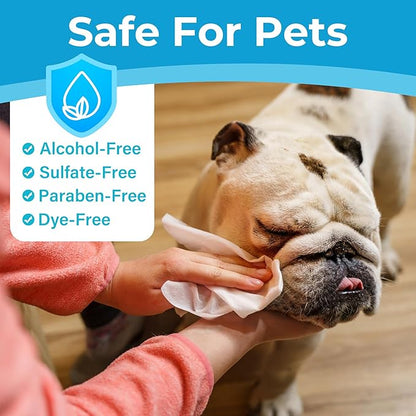 PrimePets Dog Grooming Wipes, 600 Count, 6x8 Inch Deodorizing Wipes for Dogs &amp; Cats, 100% Fragrance Free, Natural Pet Wipes for Cleaning Face Bum Eyes Ears Paws Teeth, Dog Wipes