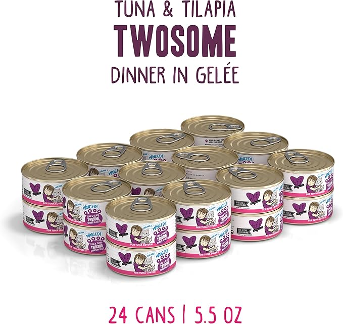 Weruva Best Feline Friend (B.F.F.) Tuna &amp; Tilapia Twosome with Tuna &amp; Tilapia in Gelée Cat Food, 5.5oz Can (Pack of 24)