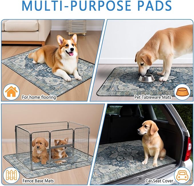 Washable Pee Pads for Dogs 2 Pack, Absorbent Reusable Puppy Pads Waterproof, Leakproof &amp; Non-Slip Whelping Pad, Potty Training Pads for Dogs Playpen Mat 24x36