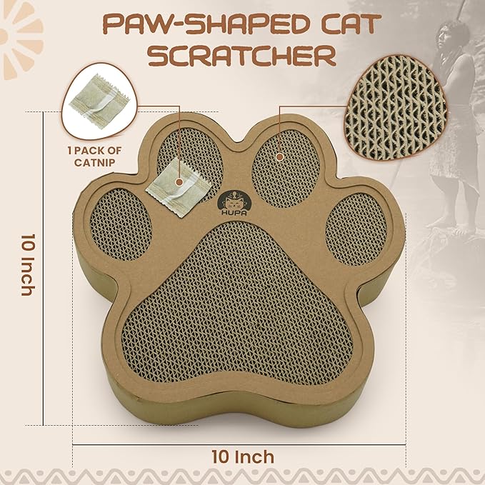Paw-Shaped Cat Scratcher | Reversible Cardboard Kitten Scratcher | Kitten Scratching Board for Indoor Cats | cat Scratcher Cardboard for Small &amp; Medium Cats &amp; Kittens | Cat Toy (Small)